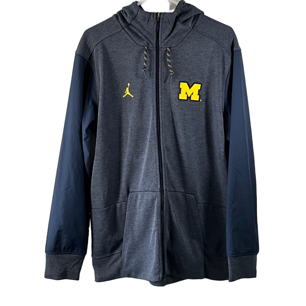 Jordan Dark Blue and Gray Hoodie with Michigan Accents